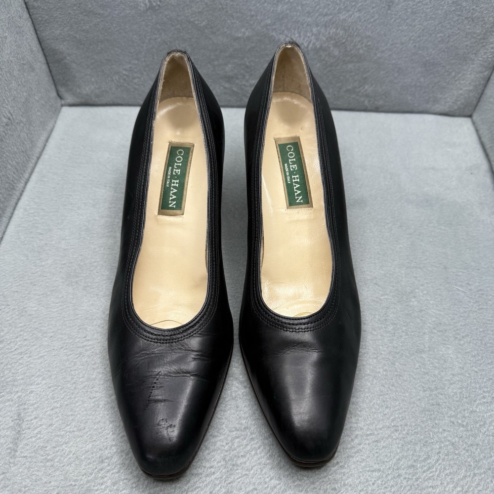 Cole Haan Vintage Women's Pumps Size 9.5 B Black Leather Block Heel